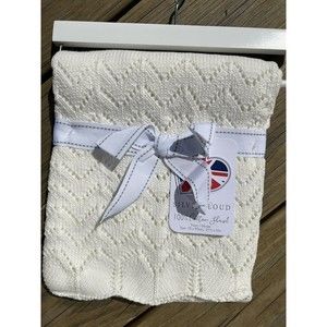 New Silver Cloud Cotton Knit Baby Blanket Solid White Soft & Warm Crochet Look